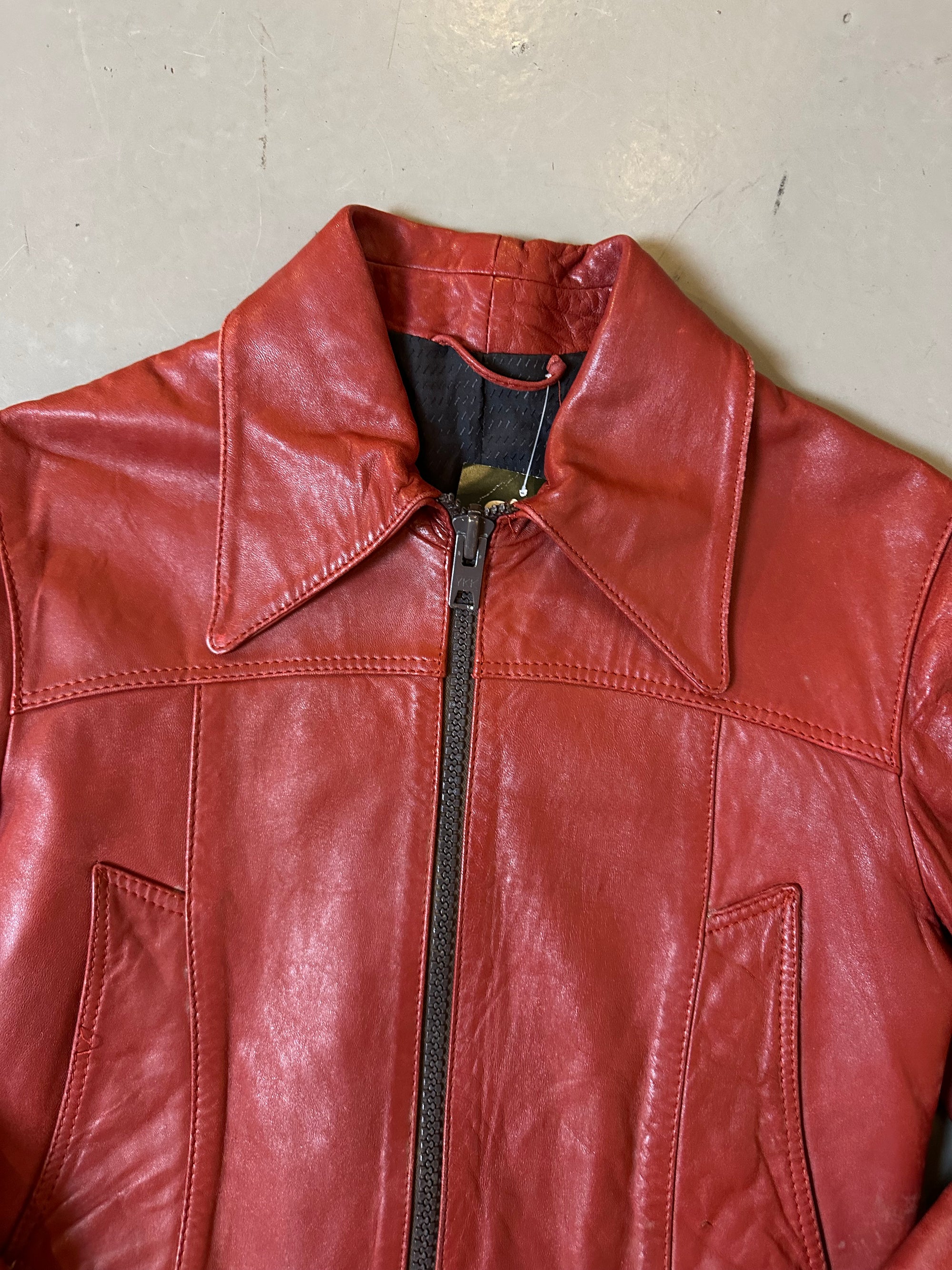 Vintage Red Leather Jacket XS/S