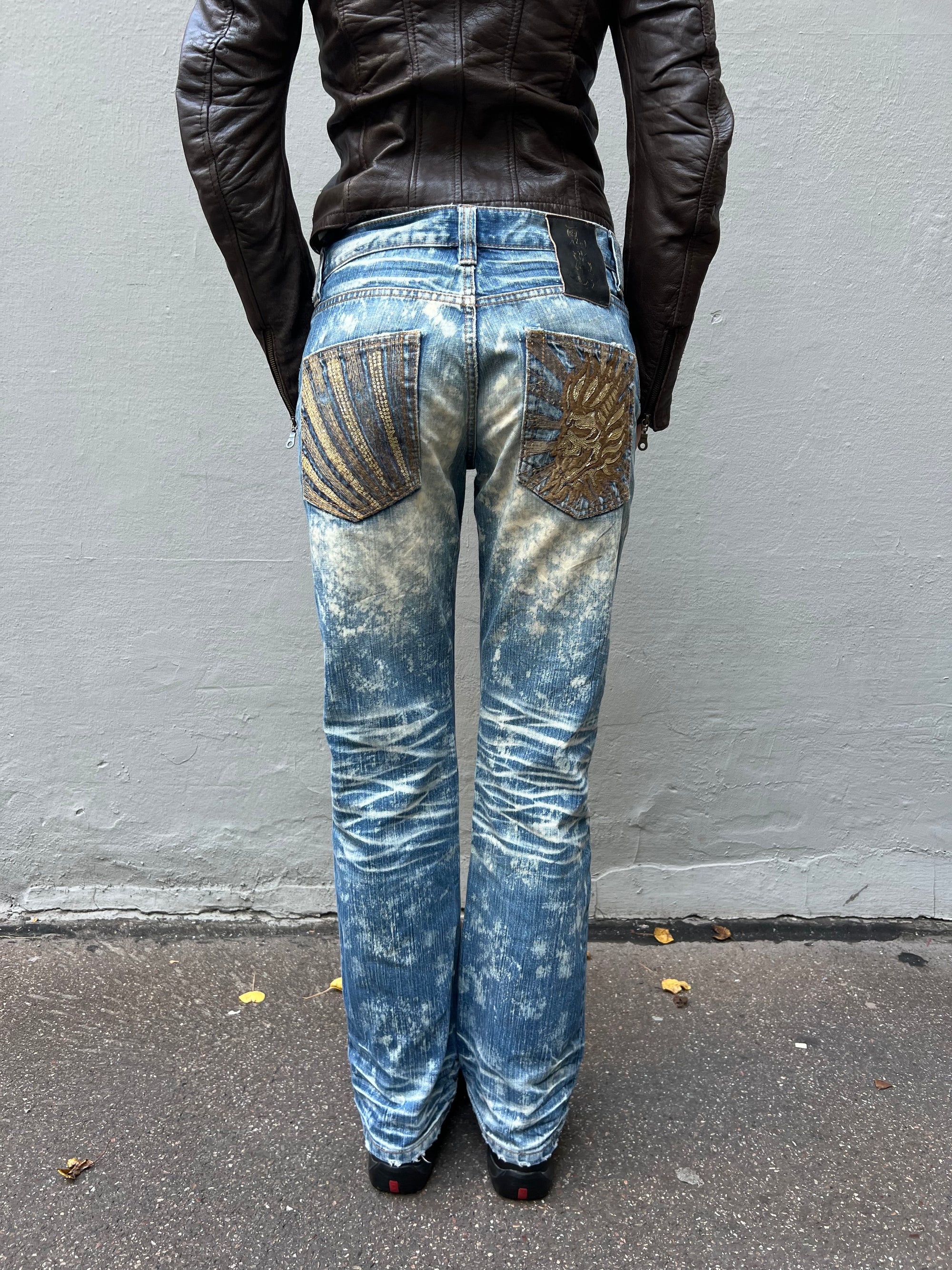 Vintage Oniarai Crazy Washed and Stitched Denim M