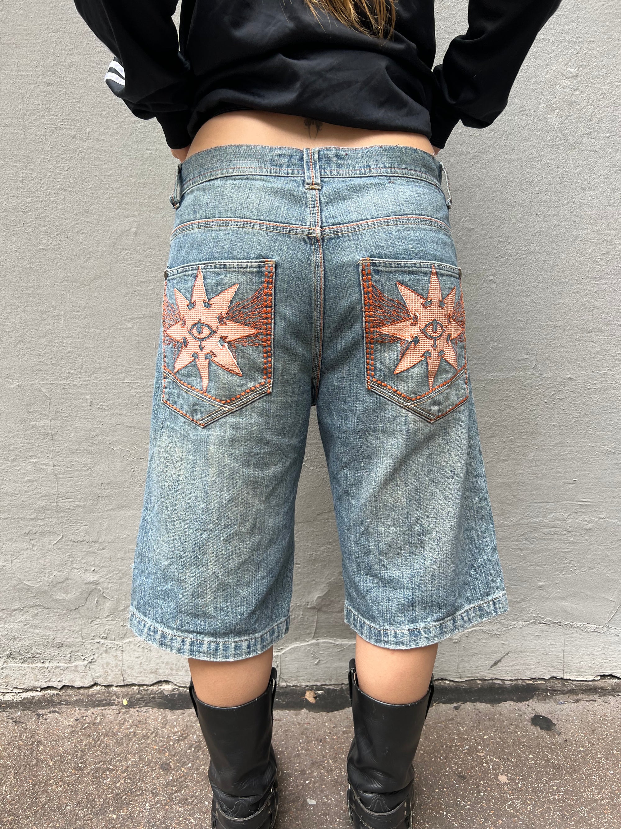 Vintage Crazy Printed Denim Jorts M/L