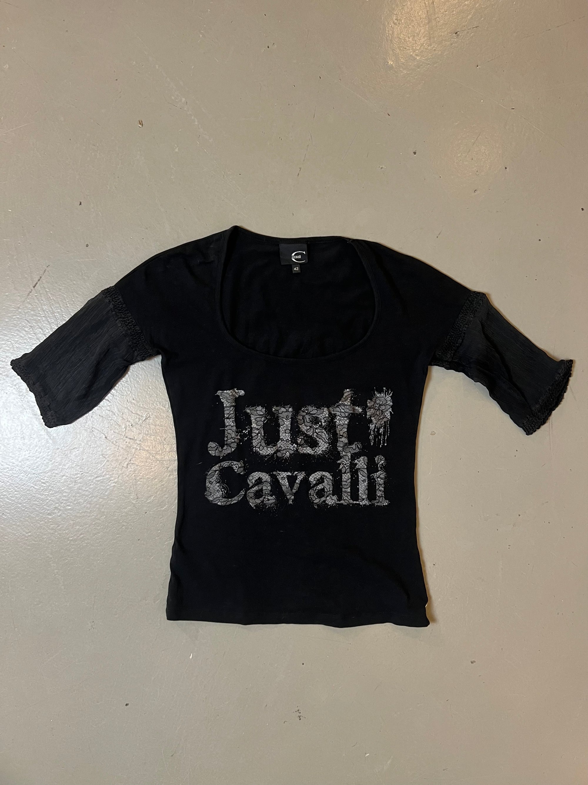 Vintage Just Cavalli Black Lace Top M