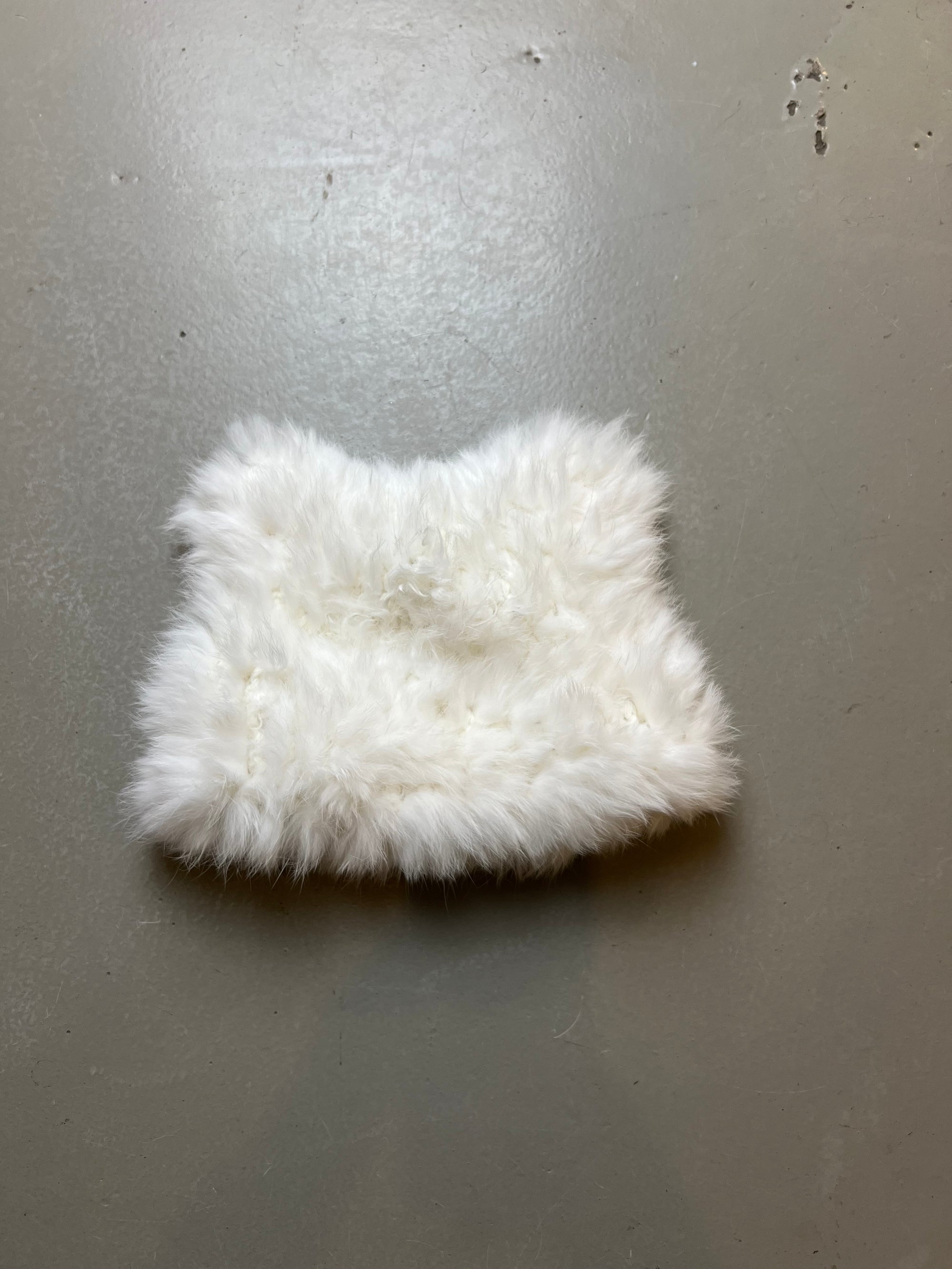 Vintage White Fur Beanie with Ears