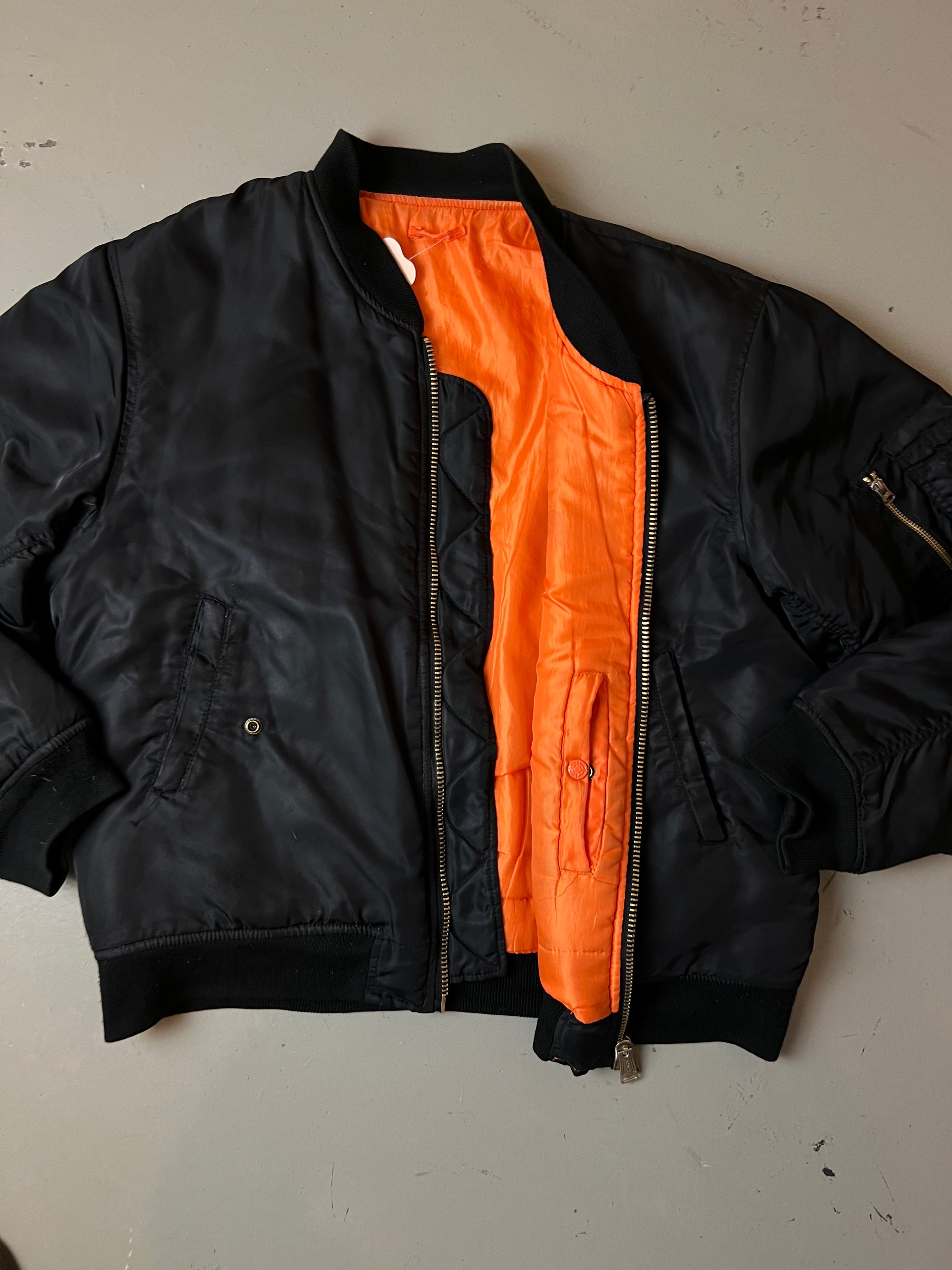 Vintage Black Bomber Jacket L/XL