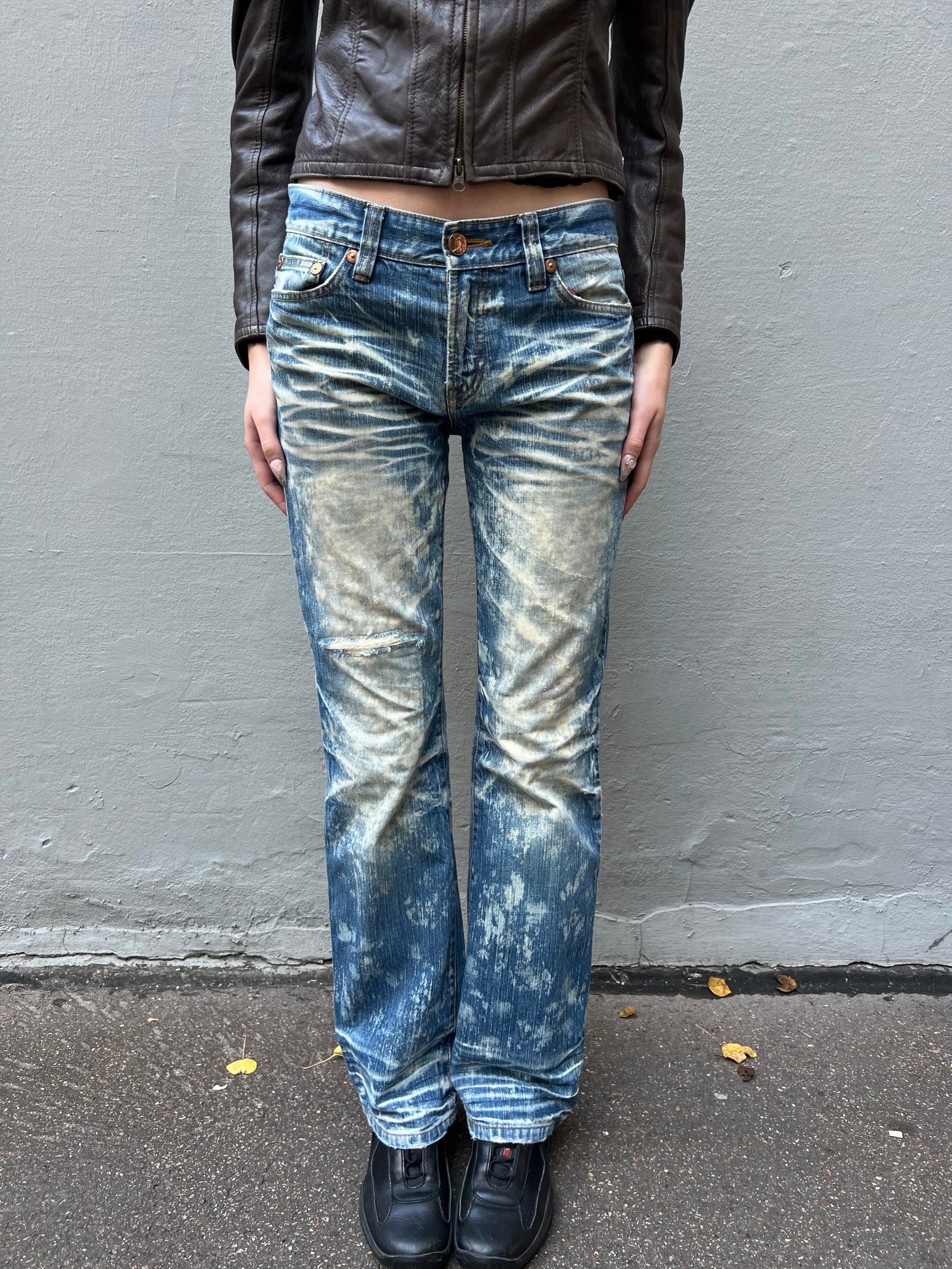 Vintage Oniarai Crazy Washed and Stitched Denim M