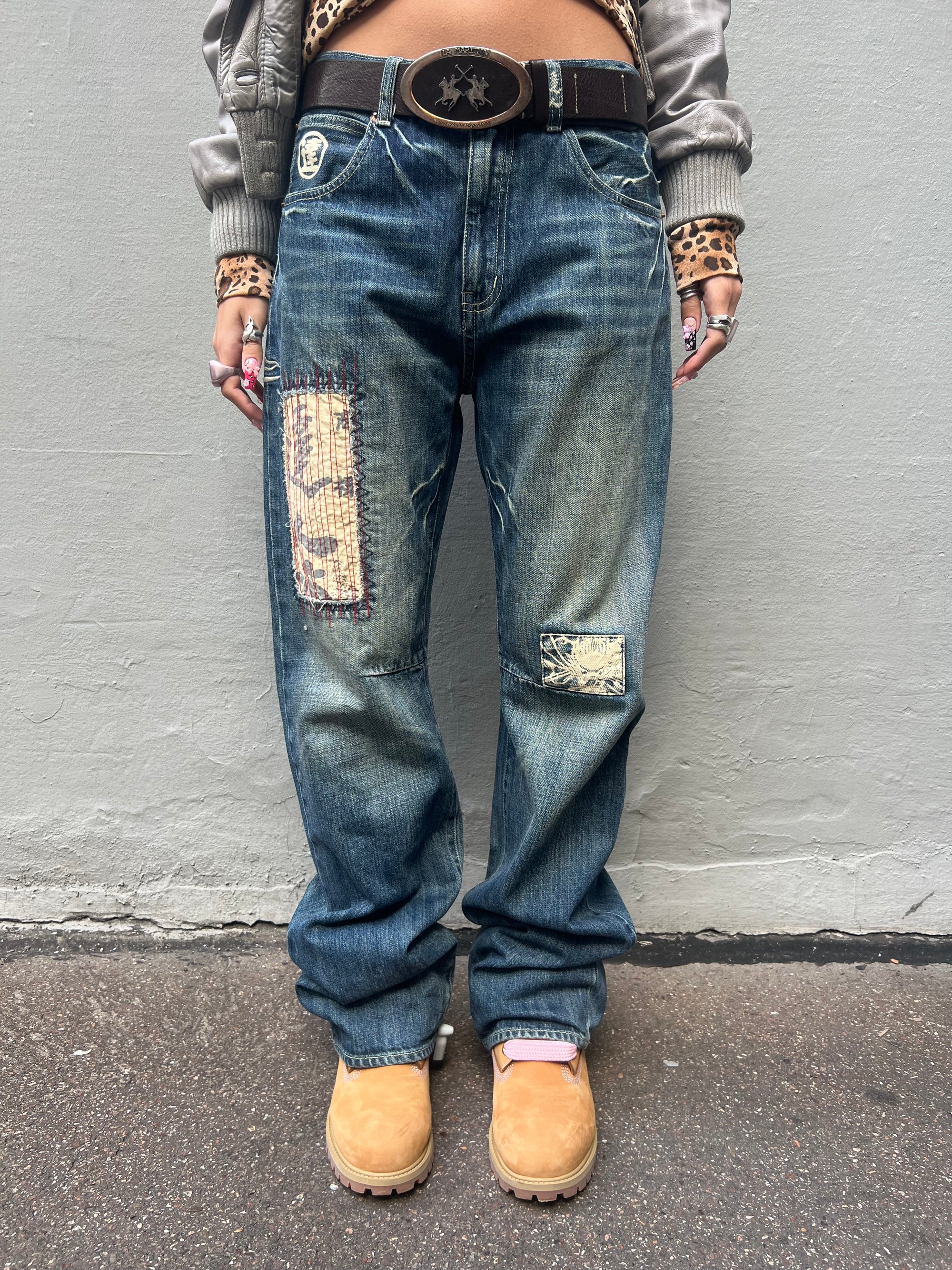 Vintage Big Train Washed & Stitched Denim M