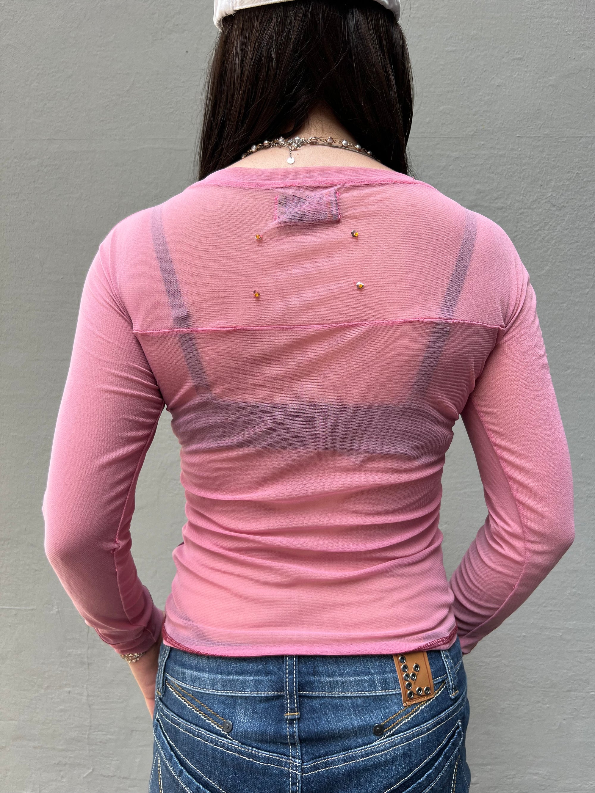 Vintage Pink Mesh Longsleeve S/M