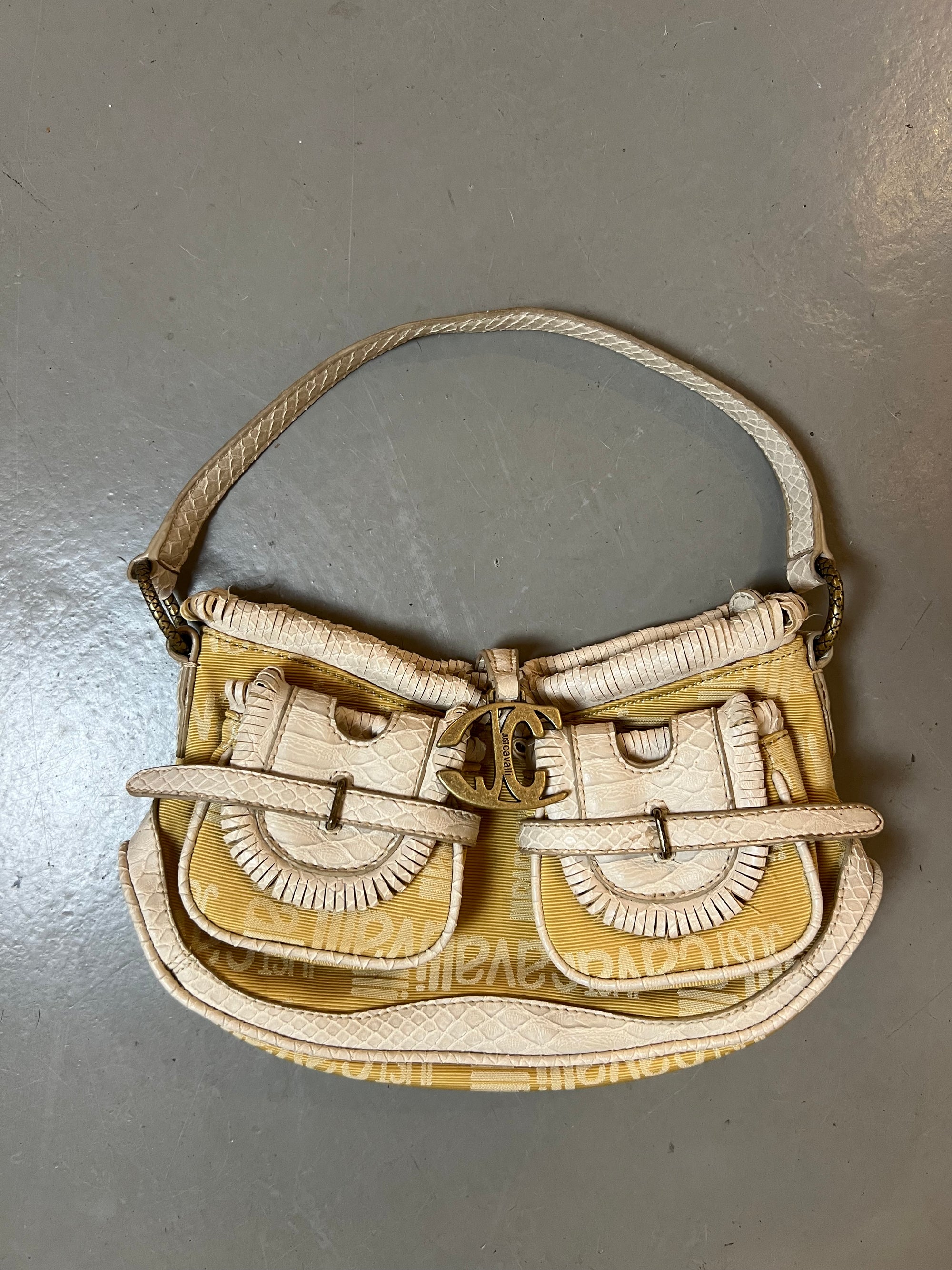 Vintage Just Cavalli White/Gold Shoulder Bag