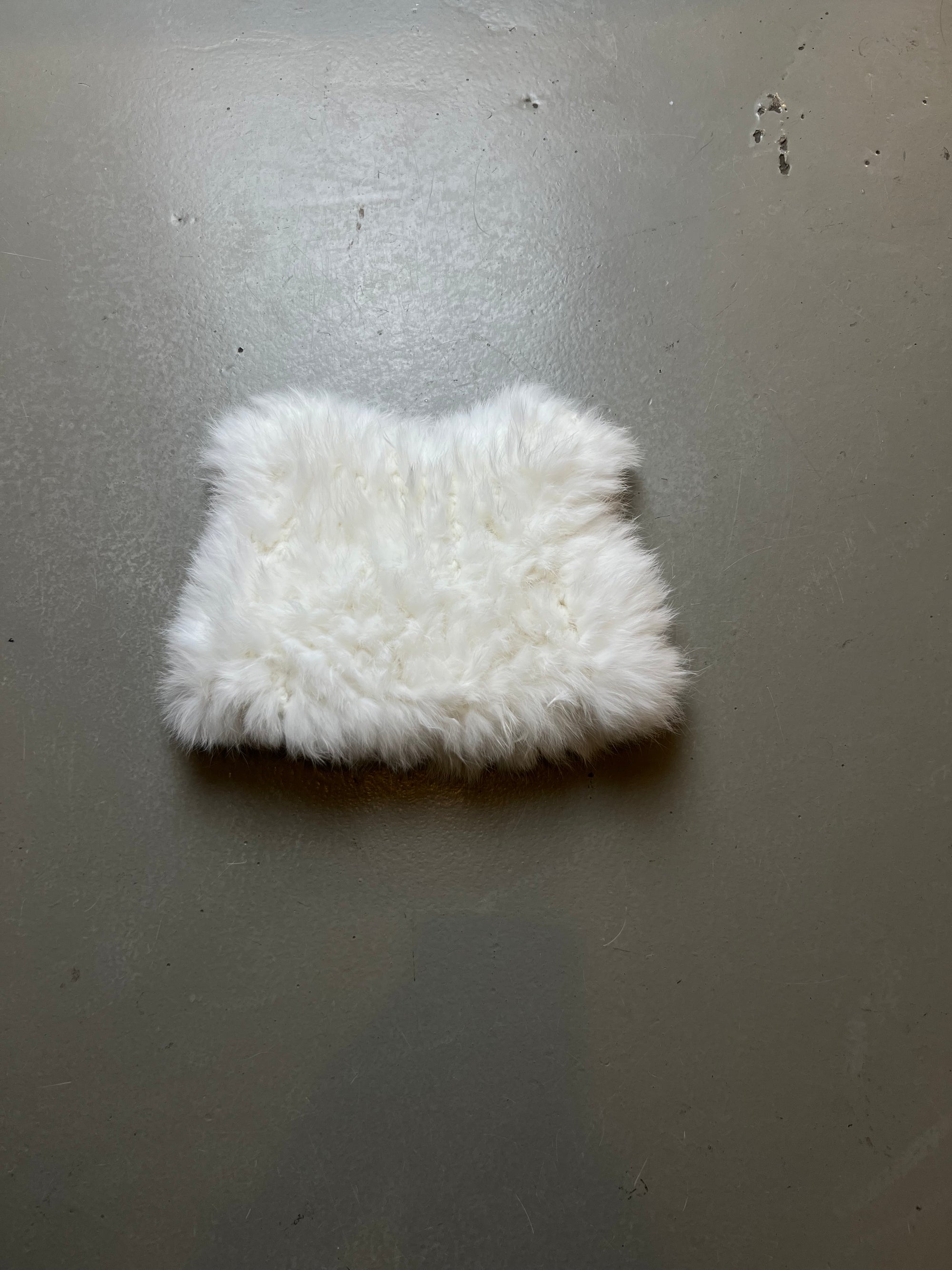 Vintage White Fur Beanie with Ears