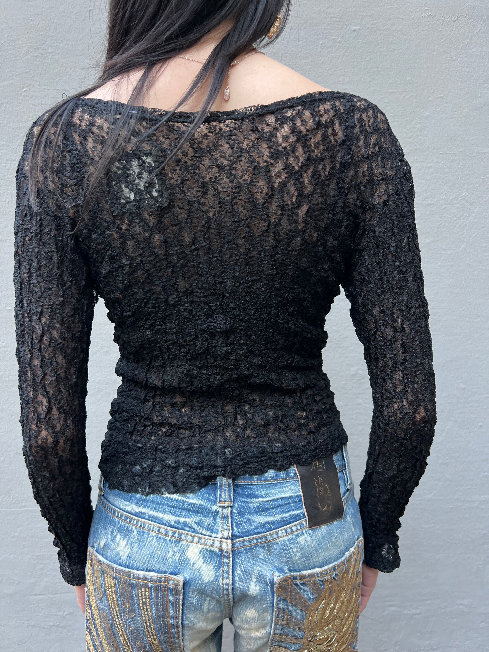 Vintage Mesh/Lace Longsleeve Black S/M