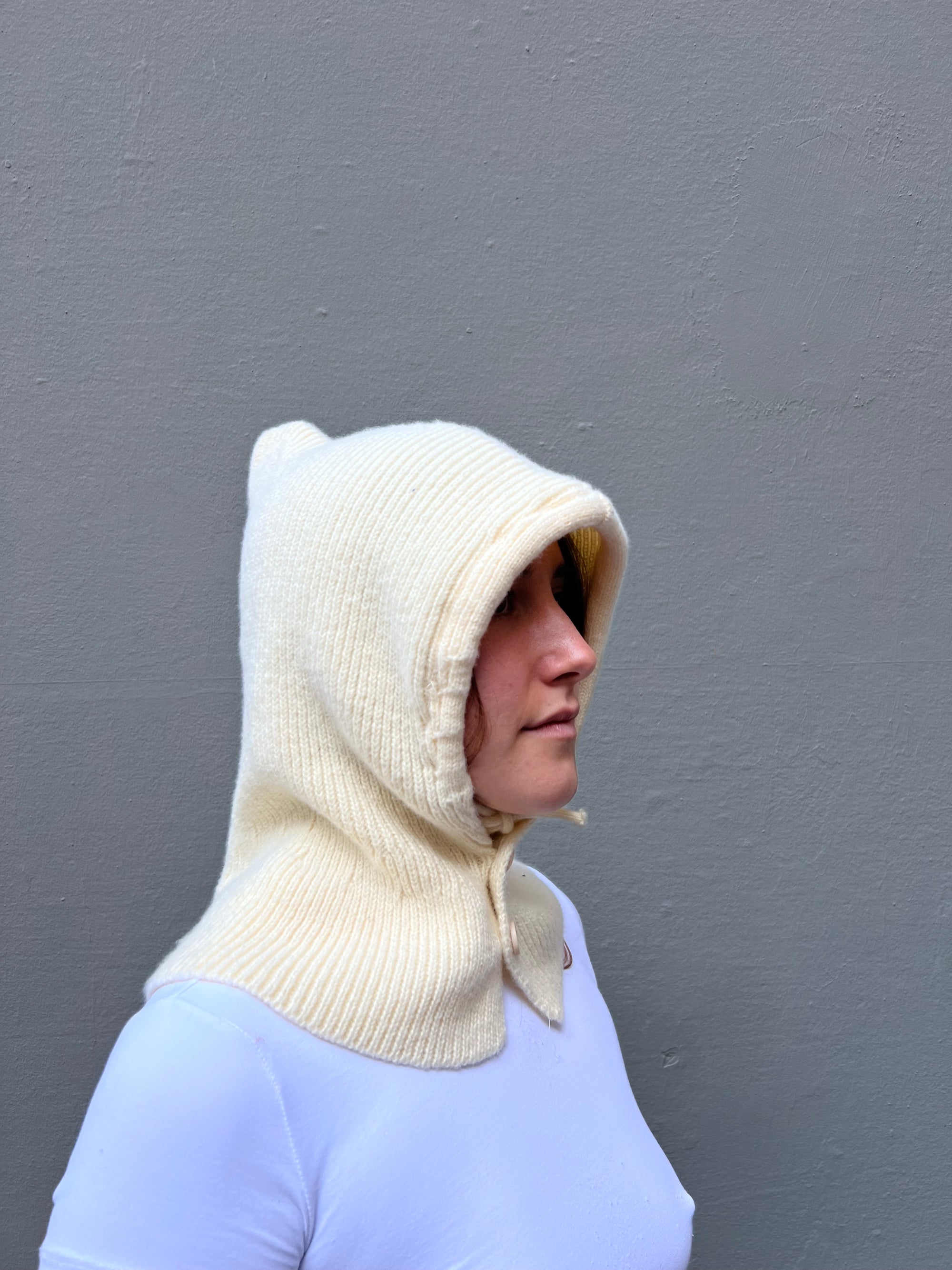 Vintage Knit Balaclava White