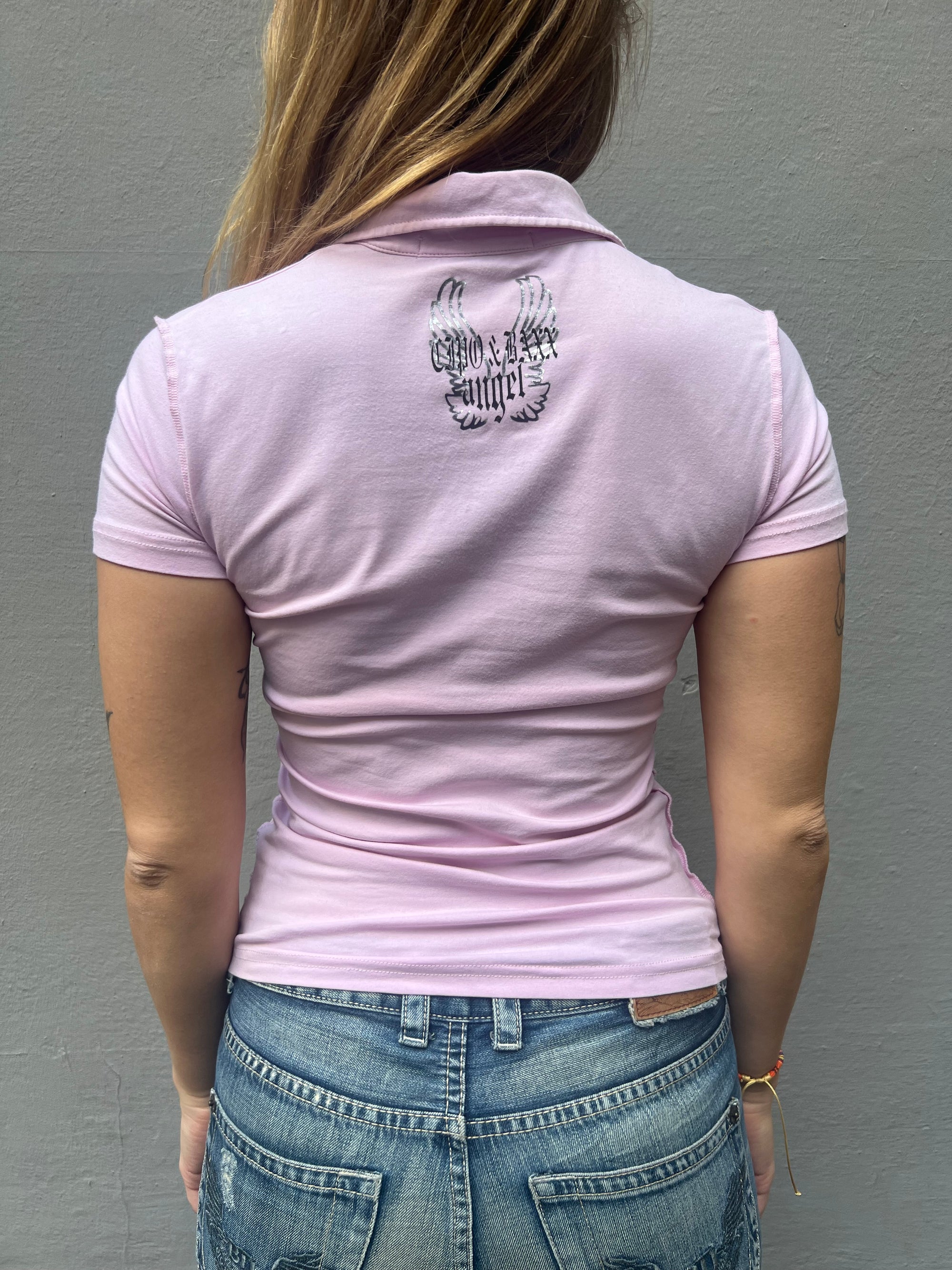 Vintage Pink Printed Polo S