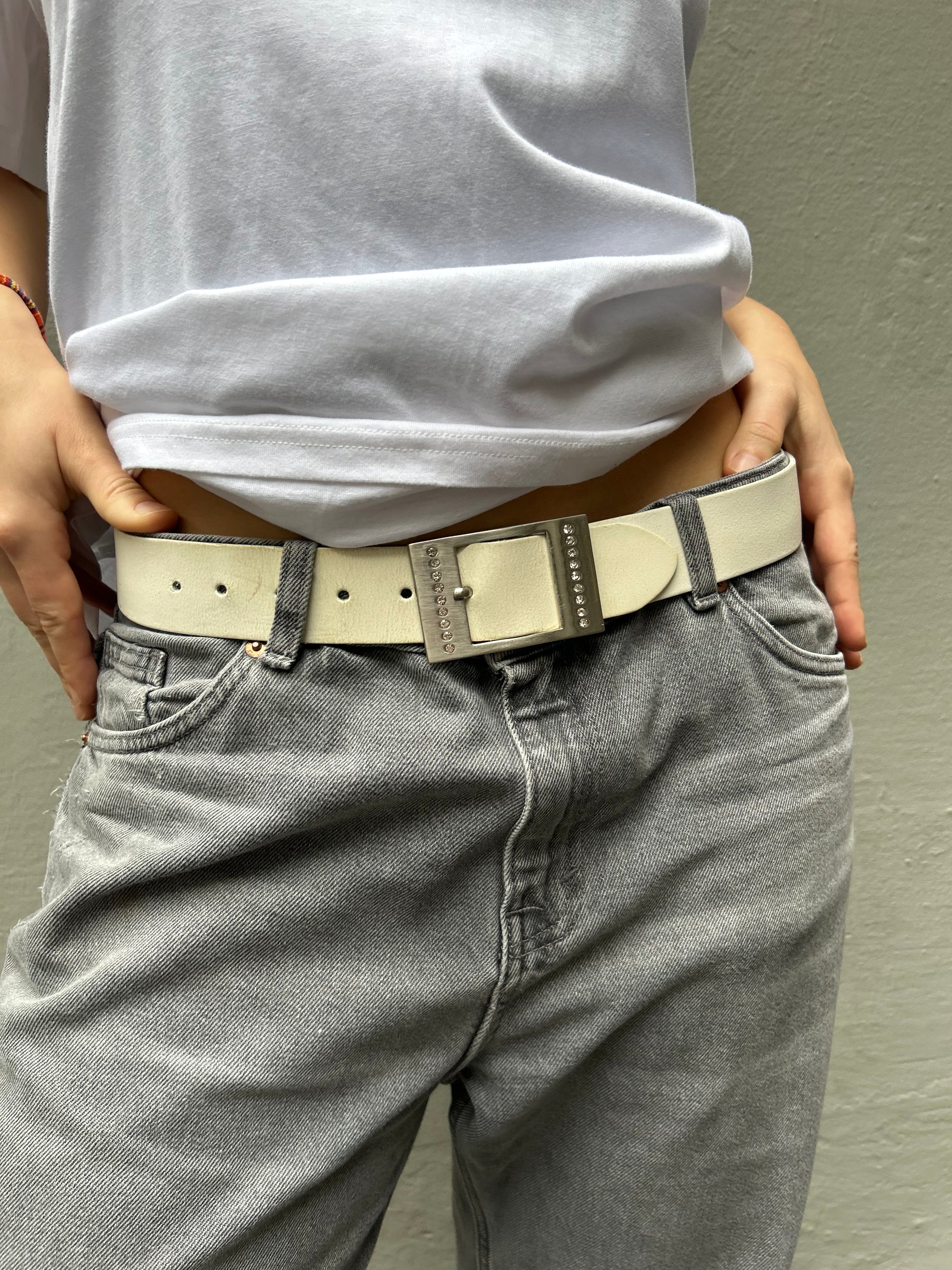 Vintage White Rhinestone Belt