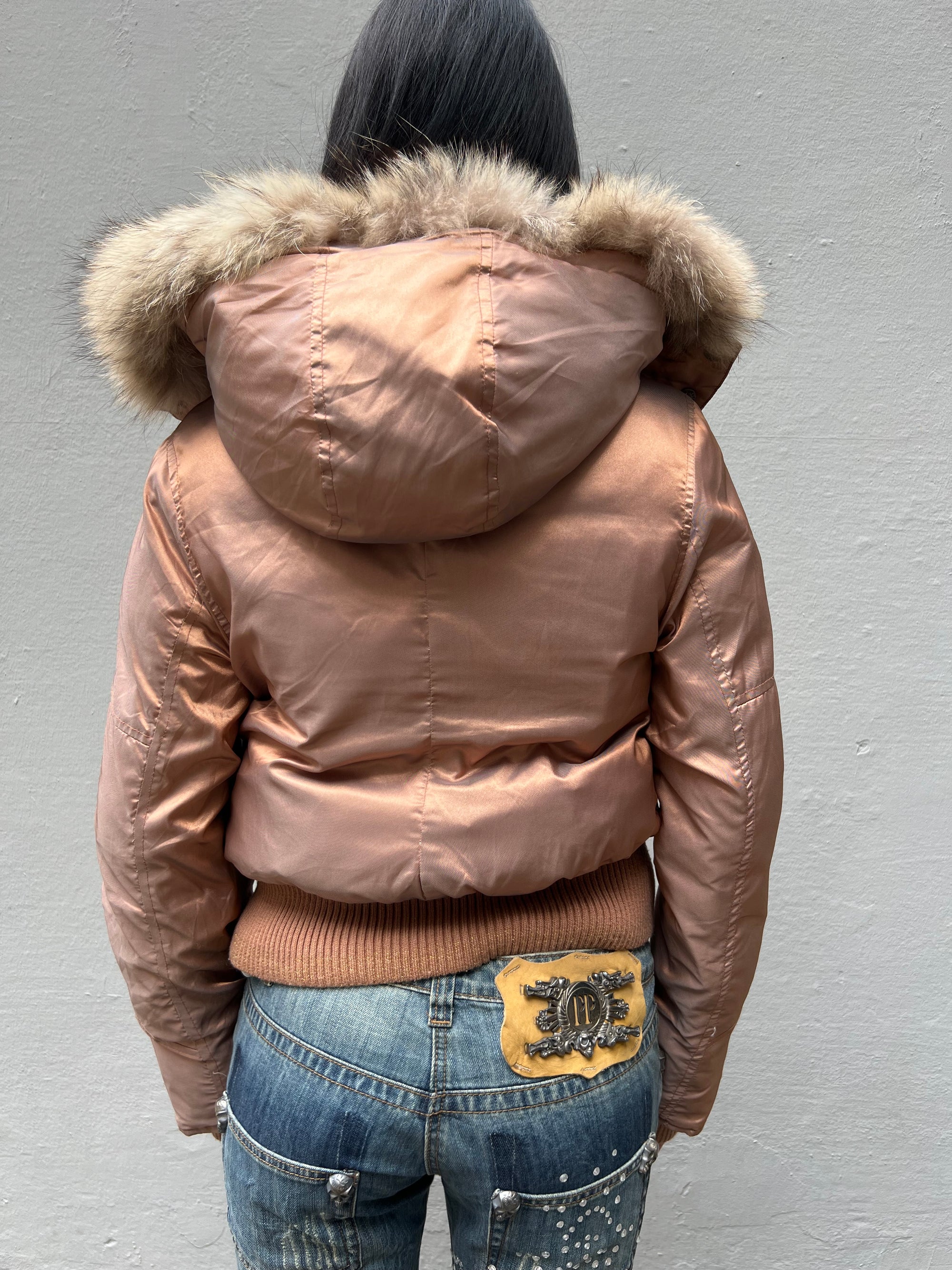 Vintage Metallic Cropped Puffer Jacket S/M