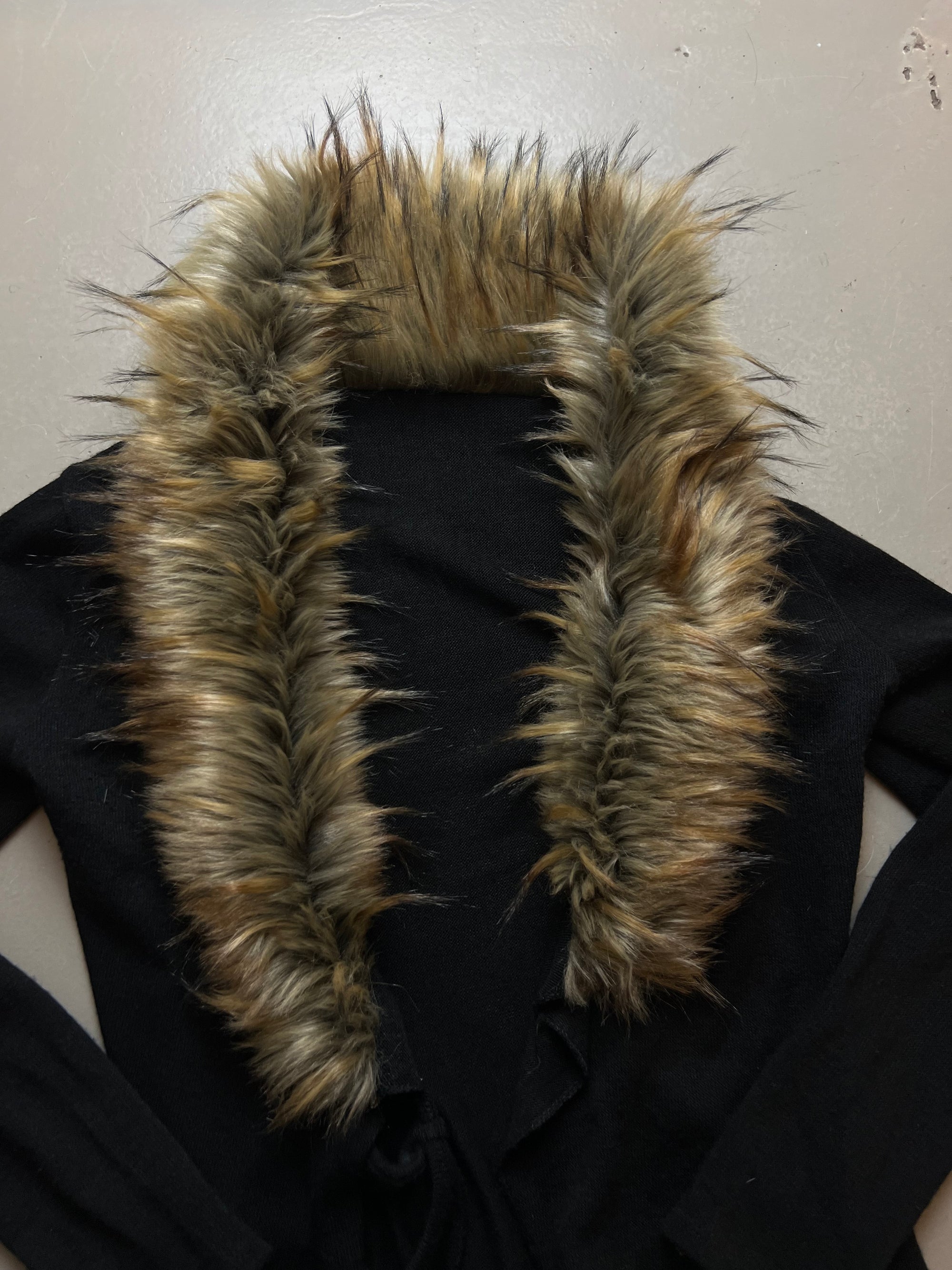 Vintage Black Faux Fur Cardigan Jacket S