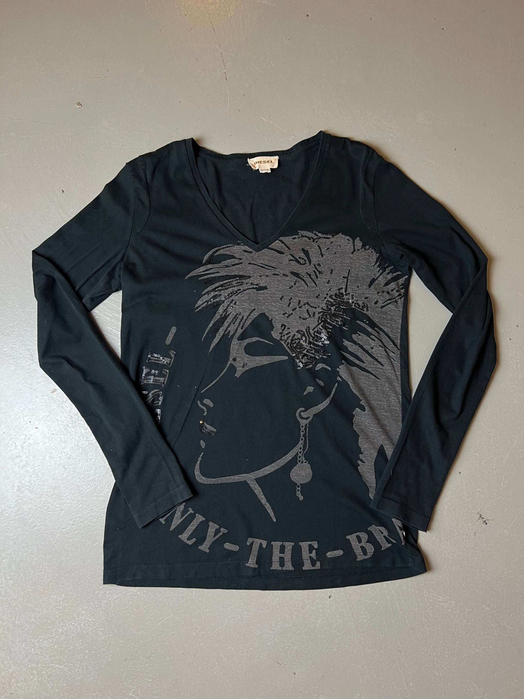 Vintage Diesel Printed Black Longsleeve M