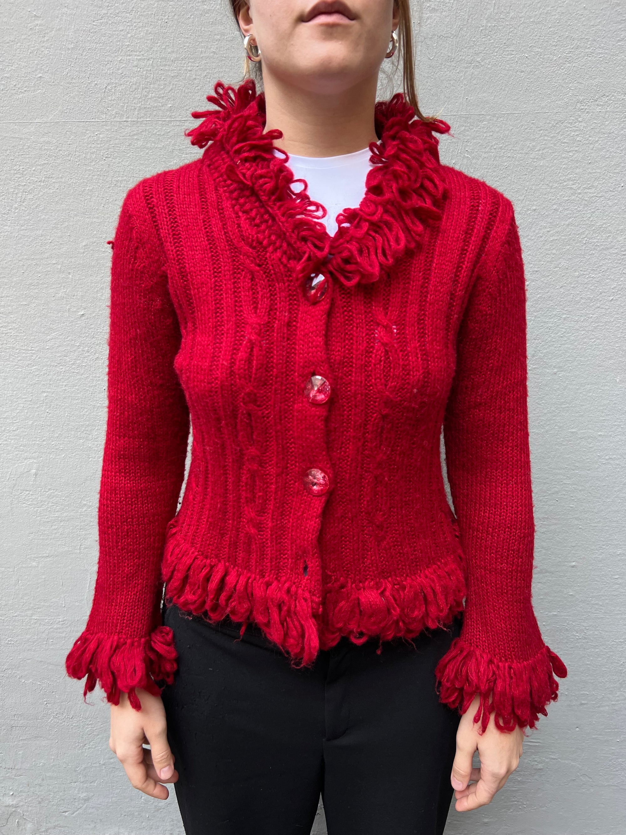 Vintage Red Cardigan Jacket S/M