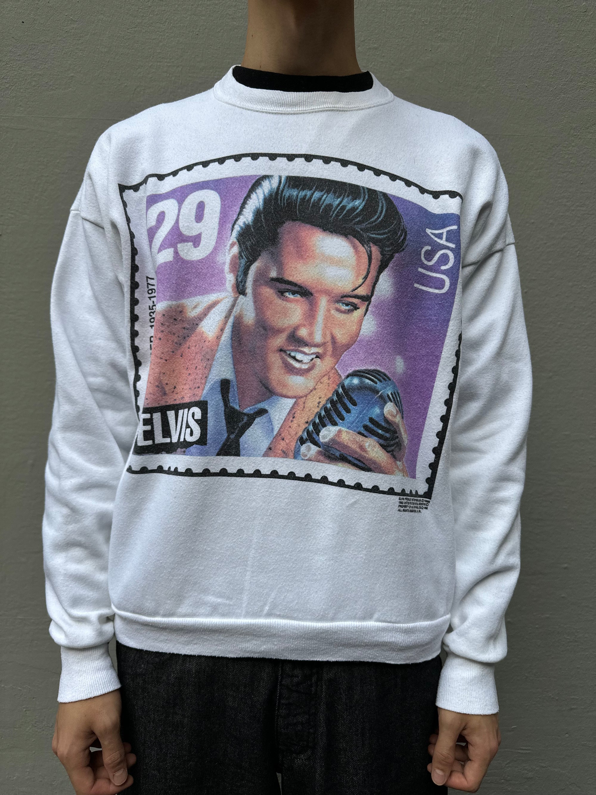 Vintage White Printed Elvis Sweater M/L