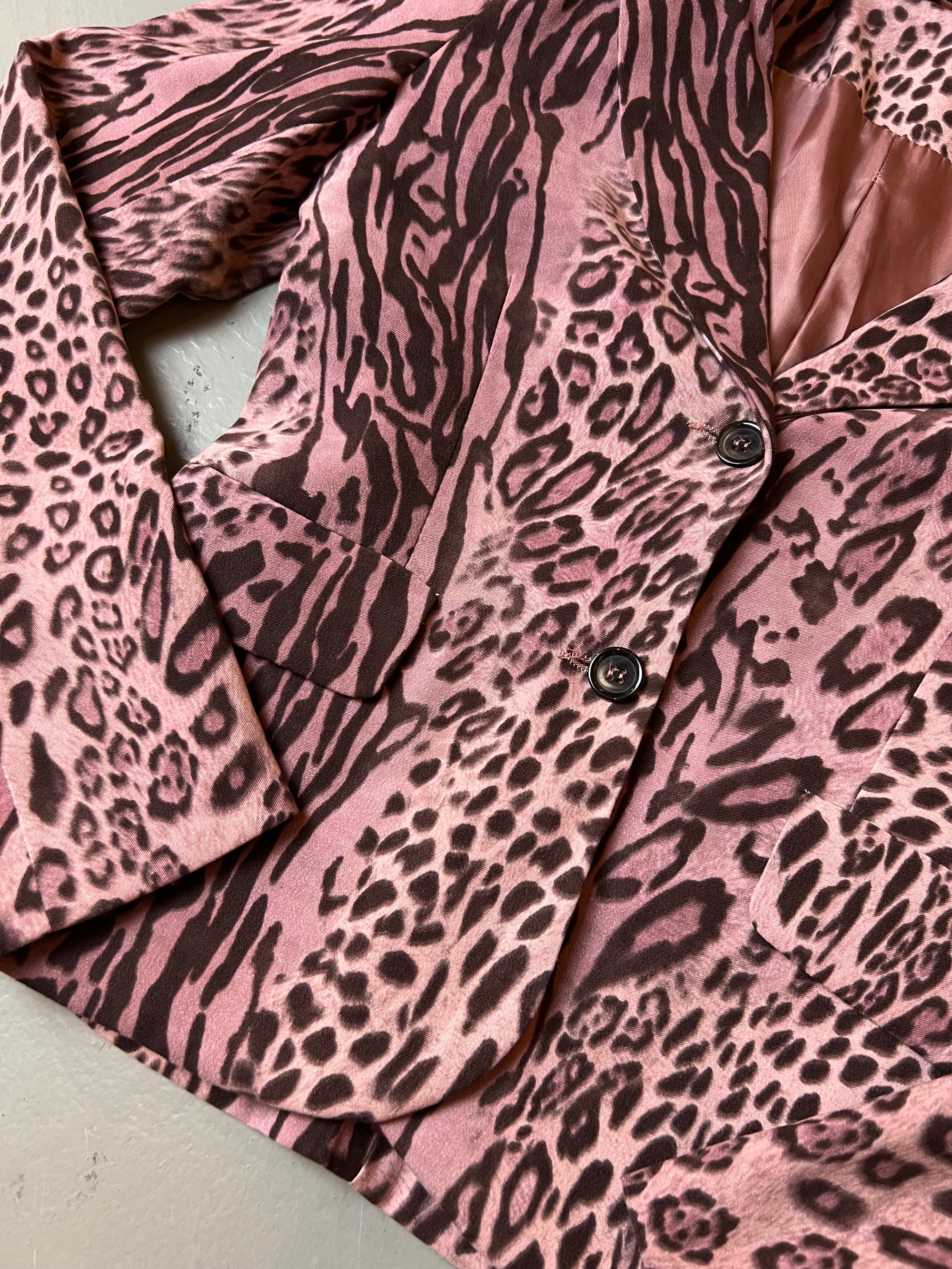 Vintage Pink Leopard Print Blazer S