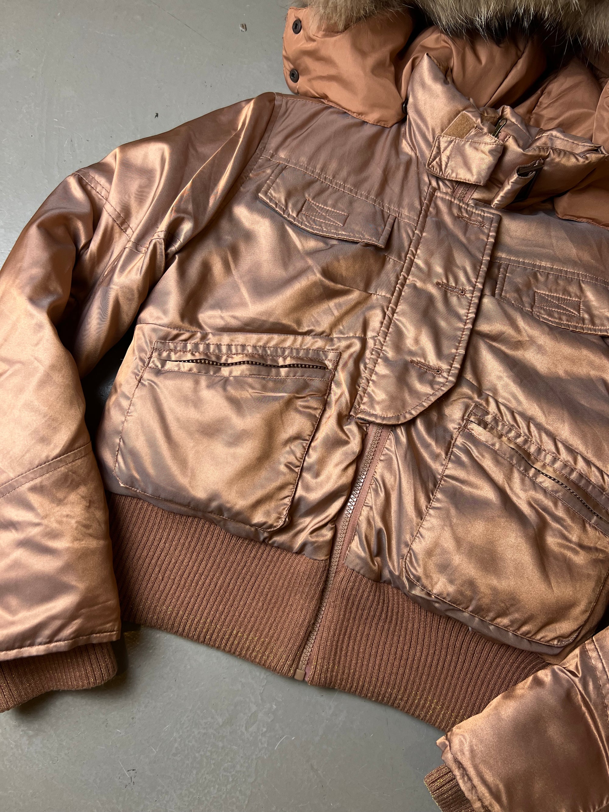 Vintage Metallic Cropped Puffer Jacket S/M