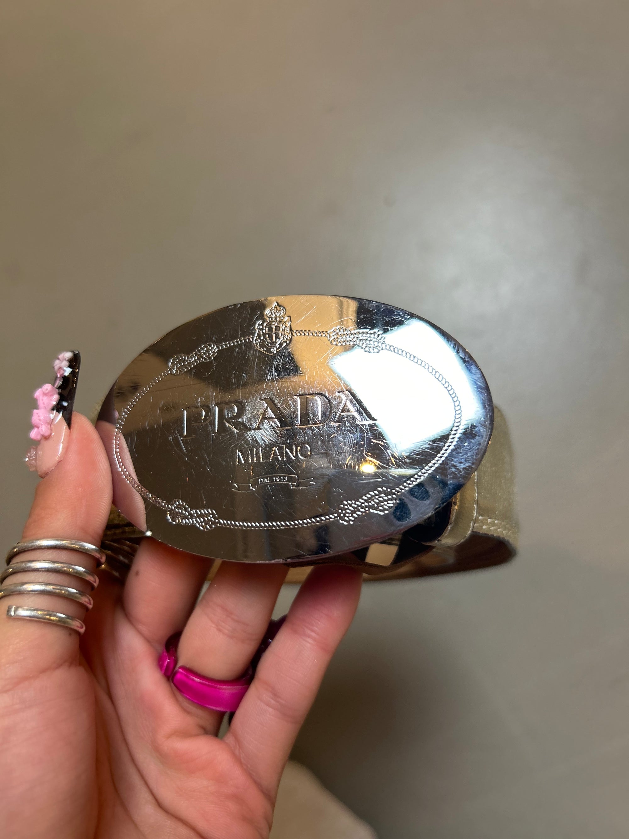 Vintage Prada Big Buckle Golden Belt